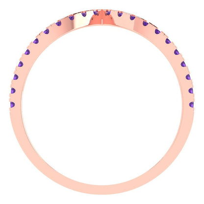0.1725 cttw Natural Amethyst Round Cut Rose Gold Eternity Wedding Band