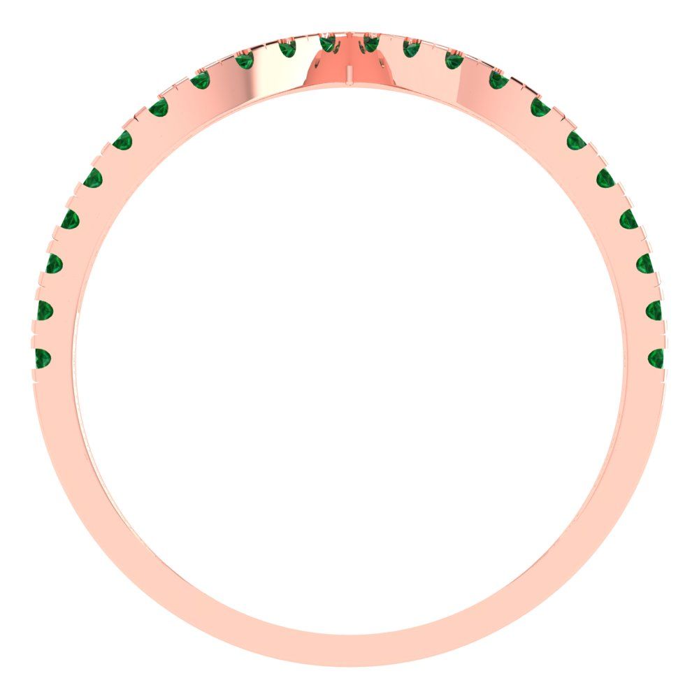 0.1725 cttw Simulated Emerald Round Cut Rose Gold Eternity Wedding Band