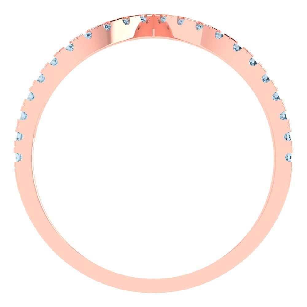 0.1725 cttw Natural Aquamarine Round Cut Rose Gold Eternity Wedding Band