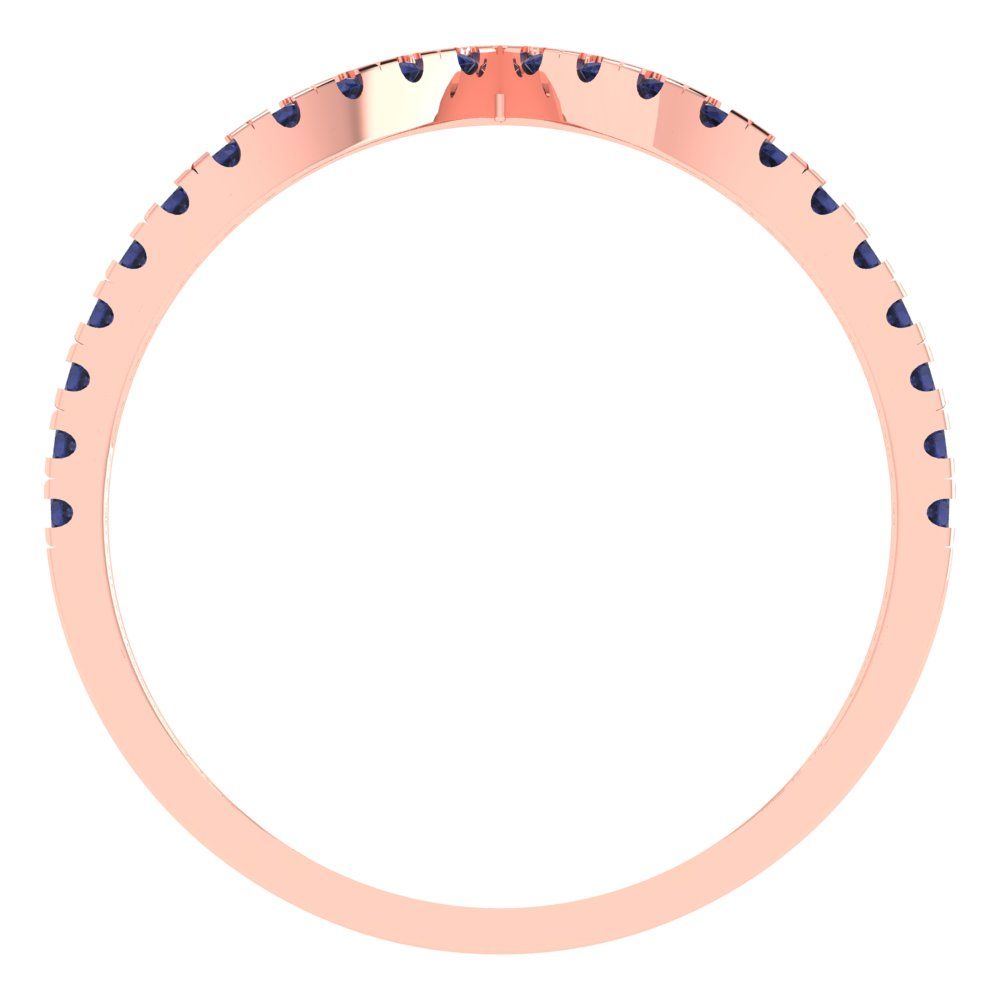 0.1725 cttw Simulated Blue Sapphire Round Cut Rose Gold Eternity Wedding Band