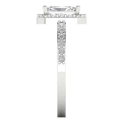 1.92 cttw White Sapphire Solitaire with Zirconia Simulated Diamond Accents Engagement Ring - Solid Gold (Emerald Cut,7.5X5.5mm)
