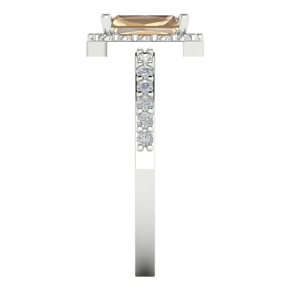 1.92 cttw Yellow Moissanite Solitaire with Zirconia Simulated Diamond Accents Engagement Ring - Solid Gold (Emerald Cut,7.5X5.5mm)