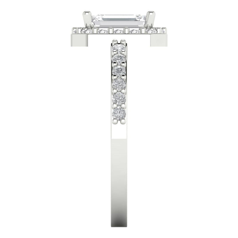 2.07 ct Brilliant Emerald Cut Natural Diamond Stone Clarity SI1-2 Color G-H White Gold halo Solitaire with Accents Ring
