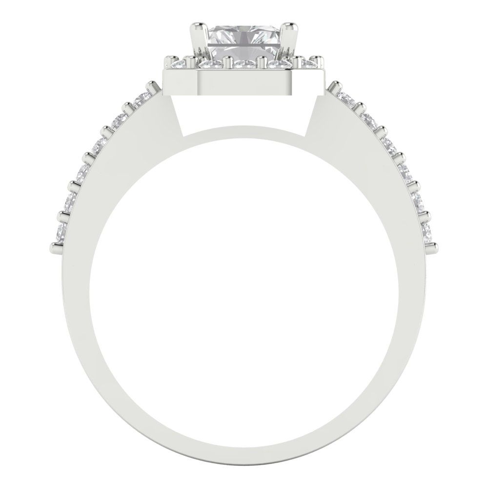 1.92 cttw Certified Moissanite Solitaire with Zirconia Simulated Diamond Accents Engagement Ring - Solid Gold (VVS1, D-F,Emerald Cut,7.5X5.5mm)