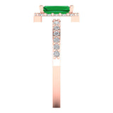 2.07 ct Brilliant Emerald Cut Simulated Emerald Stone Rose Gold halo Solitaire with Accents Ring