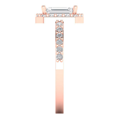 1.92 cttw White Sapphire Solitaire with Zirconia Simulated Diamond Accents Engagement Ring - Solid Gold (Emerald Cut,7.5X5.5mm)