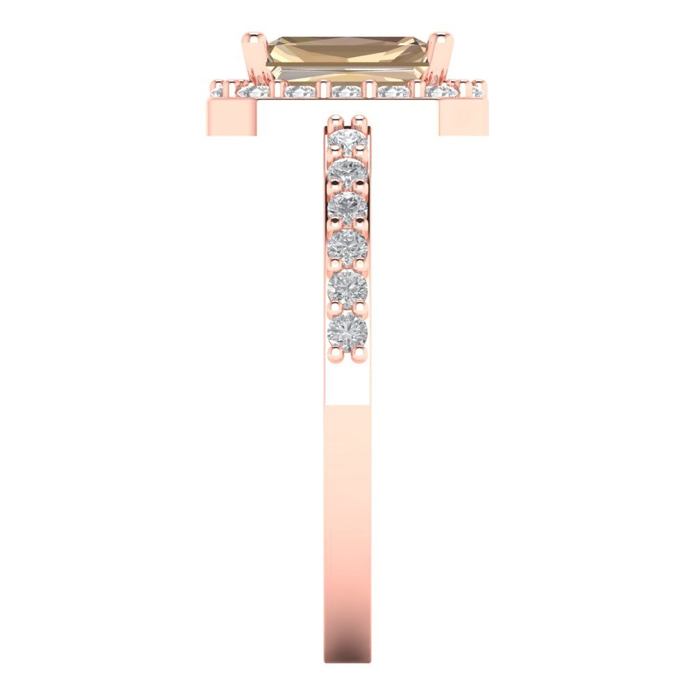 1.92 cttw Yellow Moissanite Solitaire with Zirconia Simulated Diamond Accents Engagement Ring - Solid Gold (Emerald Cut,7.5X5.5mm)