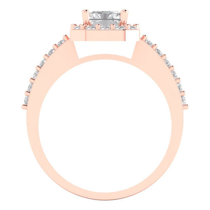 1.92 cttw Certified Moissanite Solitaire with Zirconia Simulated Diamond Accents Engagement Ring - Solid Gold (VVS1, D-F,Emerald Cut,7.5X5.5mm)