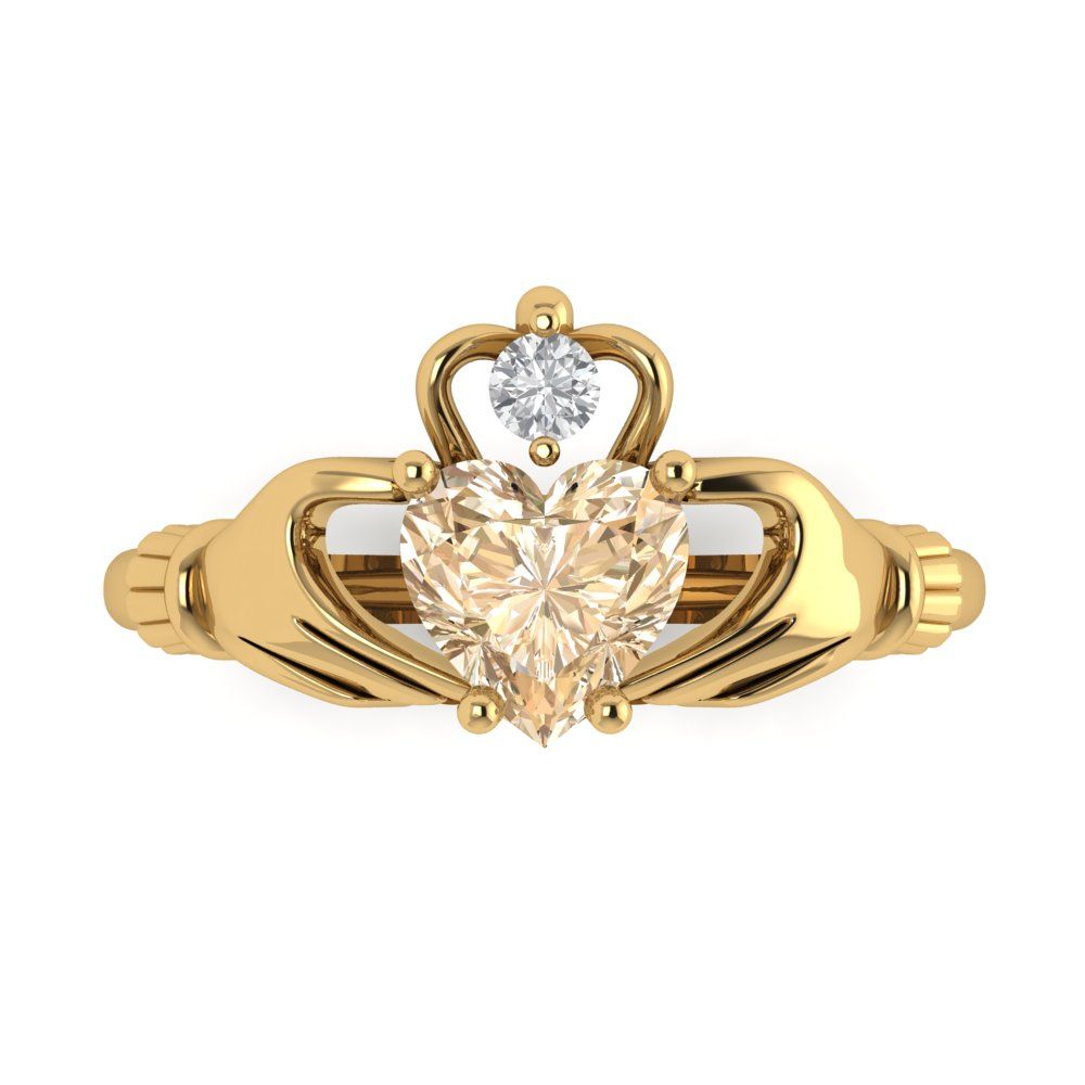 1.06 cttw Natural Morganite Celtic Claddagh Engagement Ring - Solid Gold (Heart Cut,6.5mm)