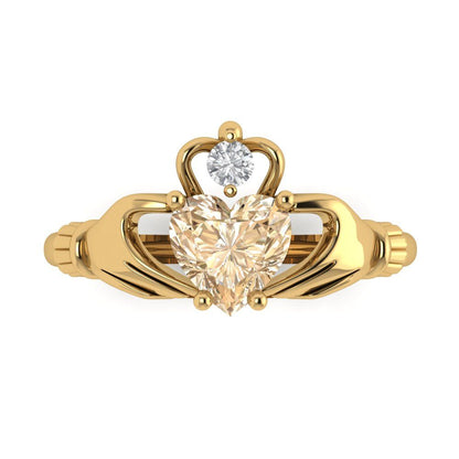 1.06 cttw Natural Morganite Celtic Claddagh Engagement Ring - Solid Gold (Heart Cut,6.5mm)