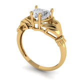 1.06 ct Brilliant Heart Cut Natural Diamond Stone Clarity SI1-2 Color I-J Yellow Gold Solitaire Claddagh Ring