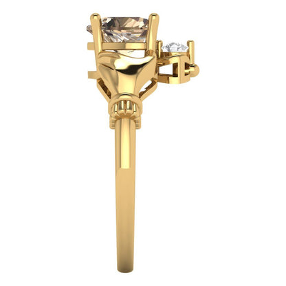 1.06 cttw Yellow Moissanite Celtic Claddagh Engagement Ring - Solid Gold (Heart Cut,6.5mm)