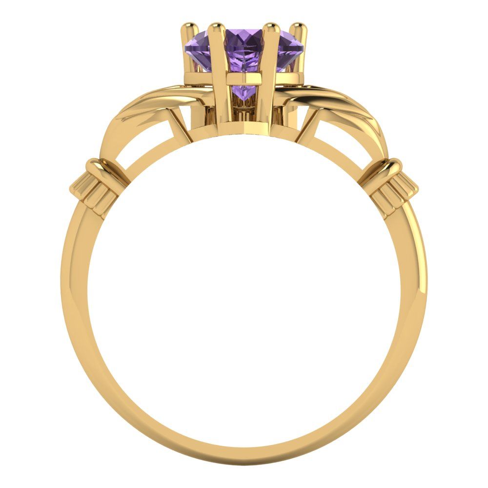 1.06 cttw Simulated Alexandrite Celtic Claddagh Engagement Ring - Solid Gold (Heart Cut,6.5mm)