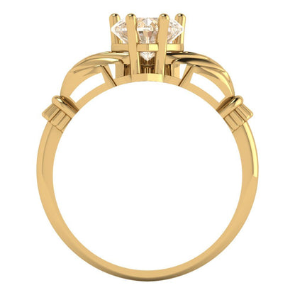 1.06 cttw Natural Morganite Celtic Claddagh Engagement Ring - Solid Gold (Heart Cut,6.5mm)