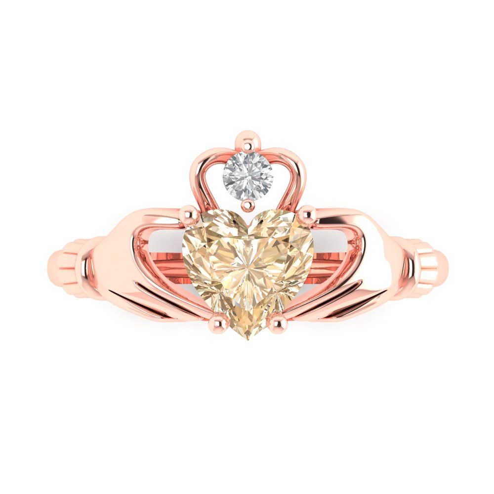 1.06 cttw Natural Morganite Celtic Claddagh Engagement Ring - Solid Gold (Heart Cut,6.5mm)