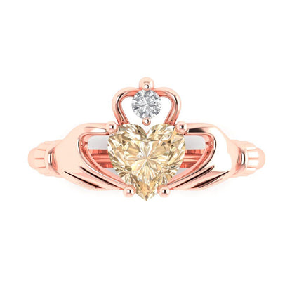1.06 cttw Natural Morganite Celtic Claddagh Engagement Ring - Solid Gold (Heart Cut,6.5mm)