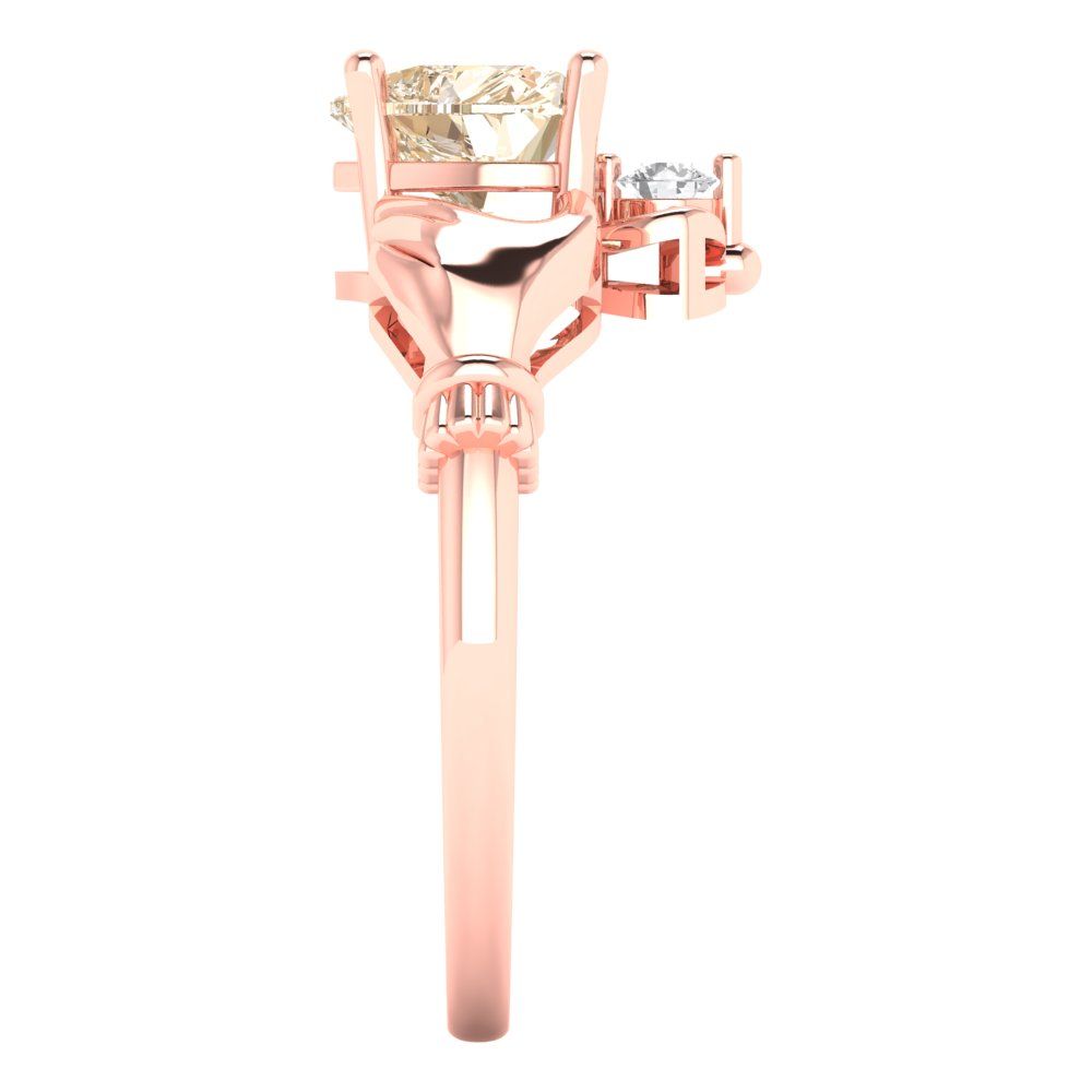 1.06 cttw Natural Morganite Celtic Claddagh Engagement Ring - Solid Gold (Heart Cut,6.5mm)