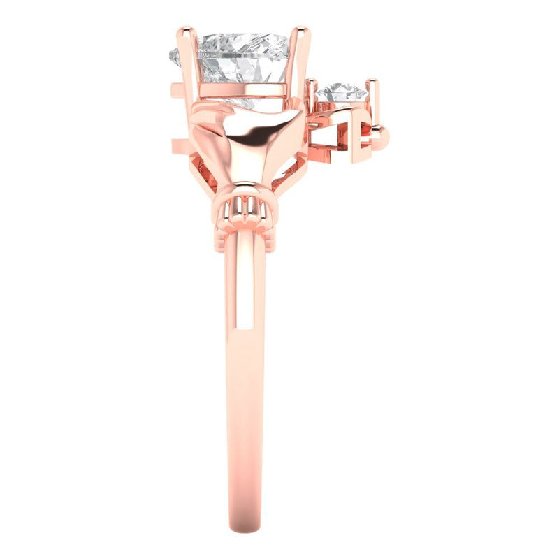 1.06 ct Brilliant Heart Cut Natural Diamond Stone Clarity SI1-2 Color I-J Rose Gold Solitaire Claddagh Ring
