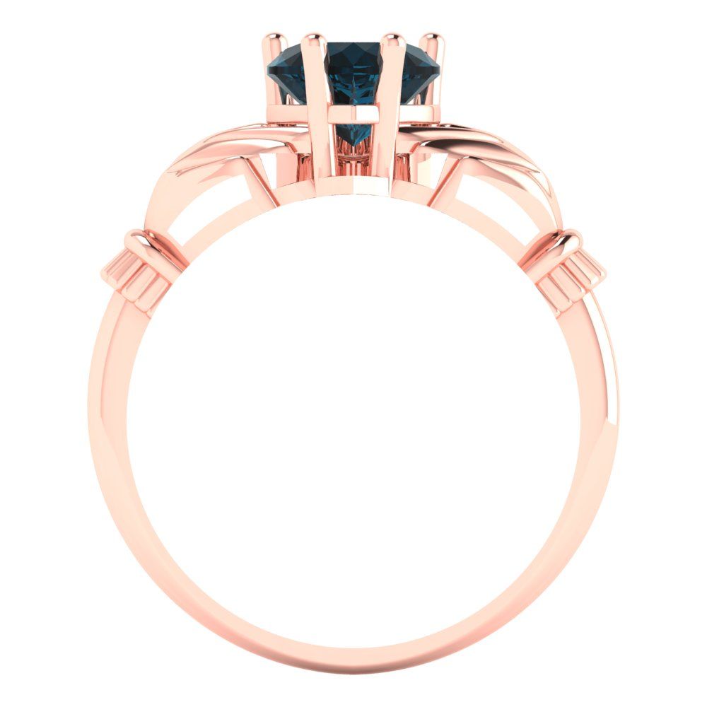 1.06 cttw Natural London Blue Topaz Celtic Claddagh Engagement Ring - Solid Gold (Heart Cut,6.5mm)