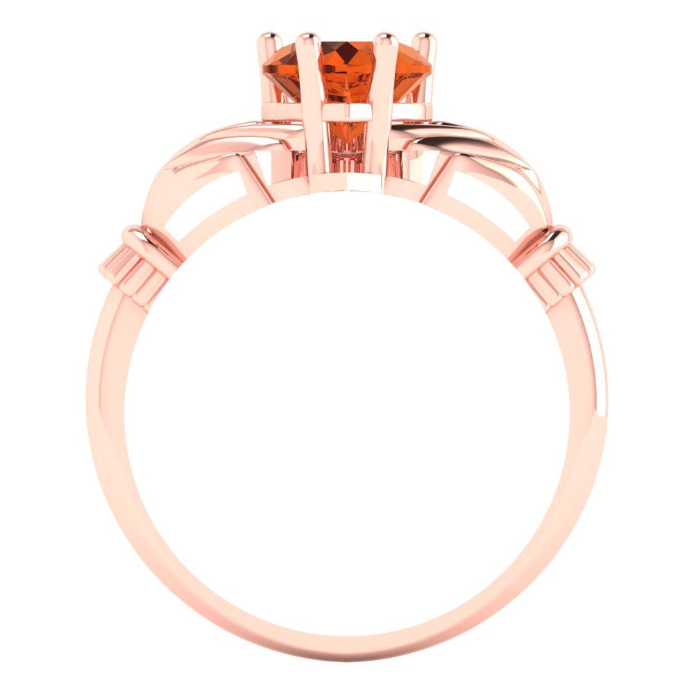 1.06 cttw Zirconia Simulated Red Diamond Celtic Claddagh Engagement Ring - Solid Gold (VVS1, Heart Cut,6.5mm)