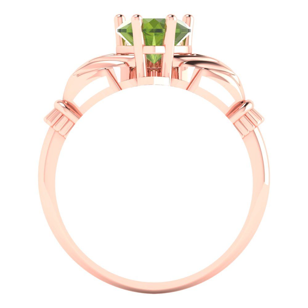 1.06 cttw Natural Peridot Celtic Claddagh Engagement Ring - Solid Gold (Heart Cut,6.5mm)