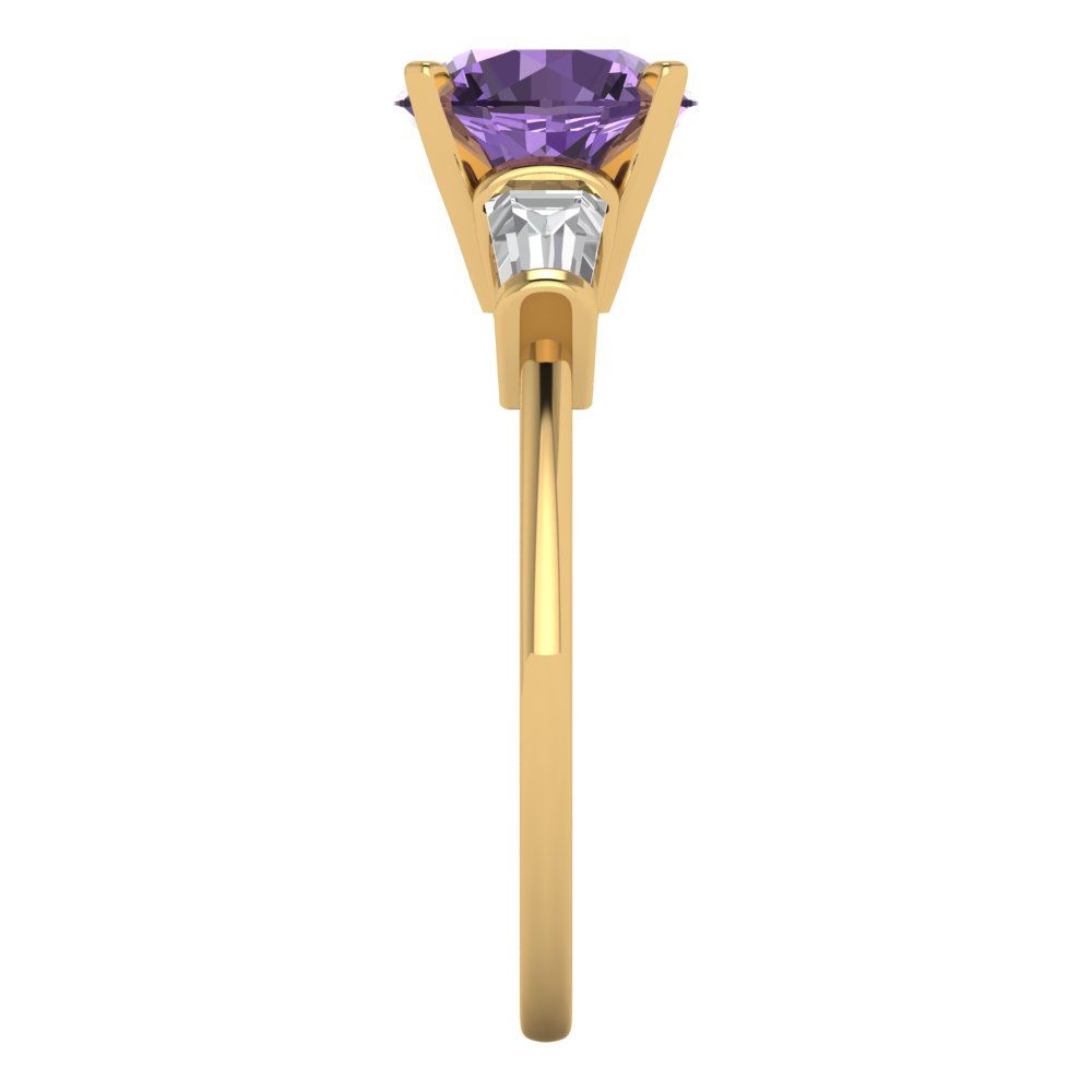 2 cttw Simulated Alexandrite Three-Stone Engagement Ring - Solid Gold (Round Cut,7.5mm)