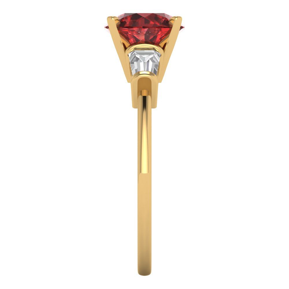 2 cttw Natural Garnet Three-Stone Engagement Ring - Solid Gold (Round Cut,7.5mm)