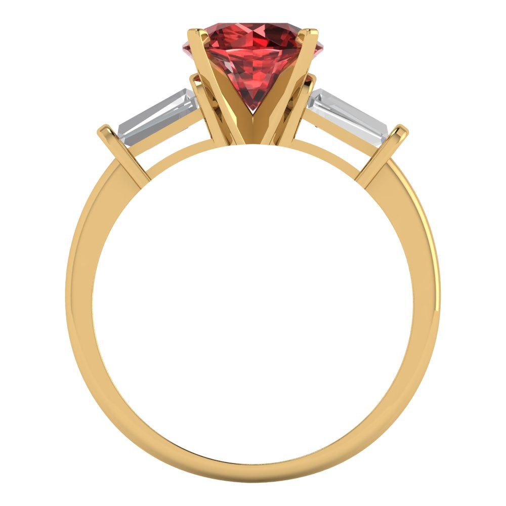 2 cttw Natural Garnet Three-Stone Engagement Ring - Solid Gold (Round Cut,7.5mm)