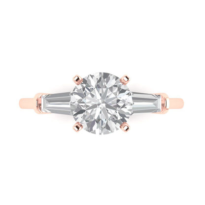 2 cttw White Sapphire Three-Stone Engagement Ring - Solid Gold (Round Cut,7.5mm)