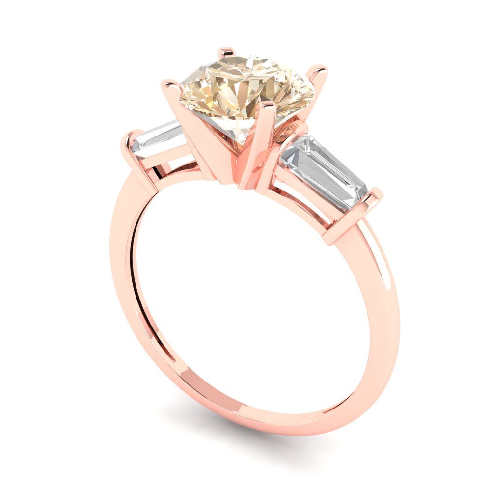 2 cttw Natural Morganite Three-Stone Engagement Ring - Solid Gold (Round Cut,7.5mm)