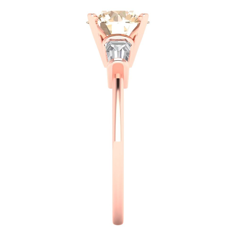 2 cttw Natural Morganite Three-Stone Engagement Ring - Solid Gold (Round Cut,7.5mm)