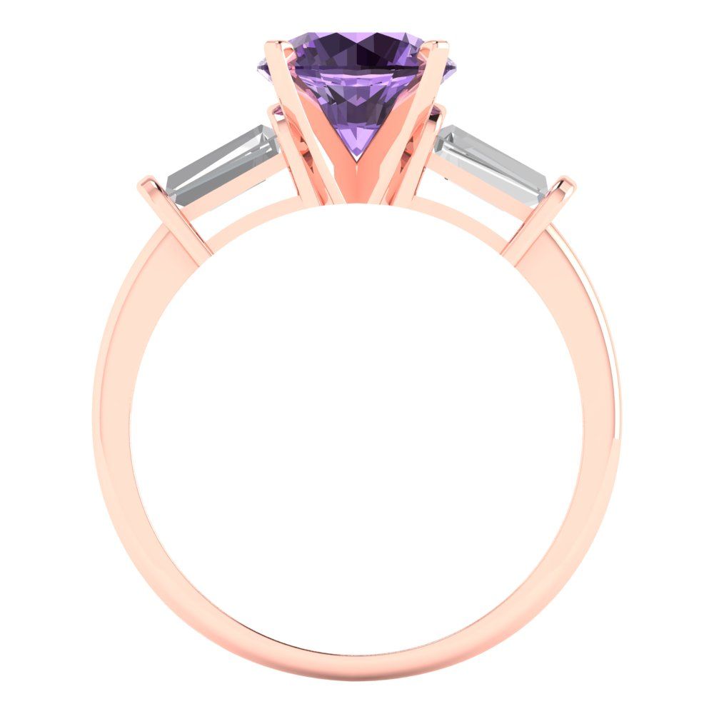 2 cttw Simulated Alexandrite Three-Stone Engagement Ring - Solid Gold (Round Cut,7.5mm)