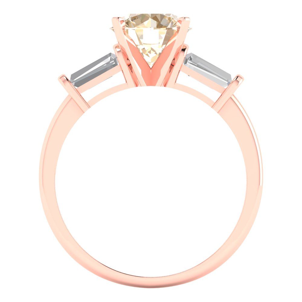 2 cttw Natural Morganite Three-Stone Engagement Ring - Solid Gold (Round Cut,7.5mm)