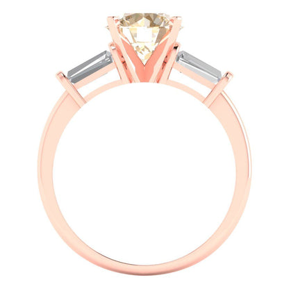2 cttw Natural Morganite Three-Stone Engagement Ring - Solid Gold (Round Cut,7.5mm)