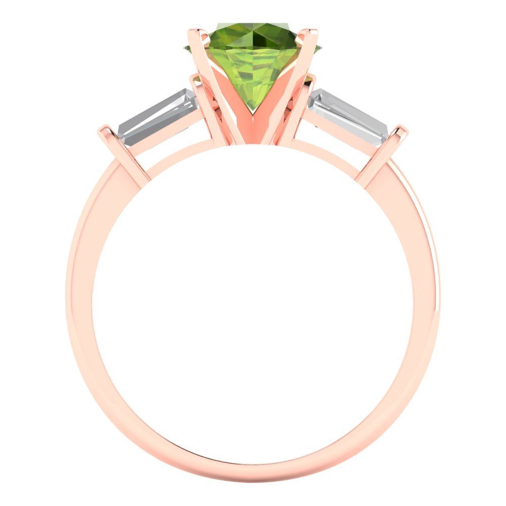 2 cttw Natural Peridot Three-Stone Engagement Ring - Solid Gold (Round Cut,7.5mm)