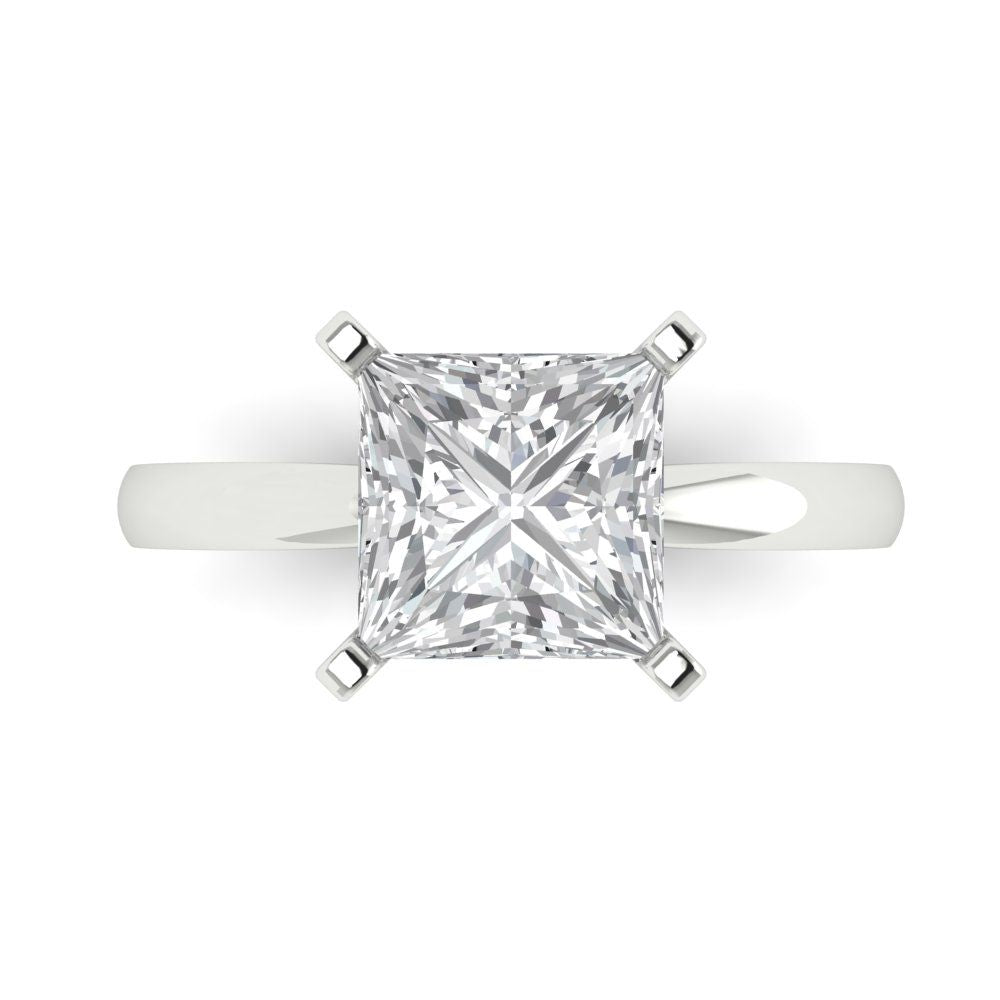 3 ct Brilliant Princess Cut Natural Diamond Stone Clarity VS1-2 Color G-H White Gold Solitaire Ring