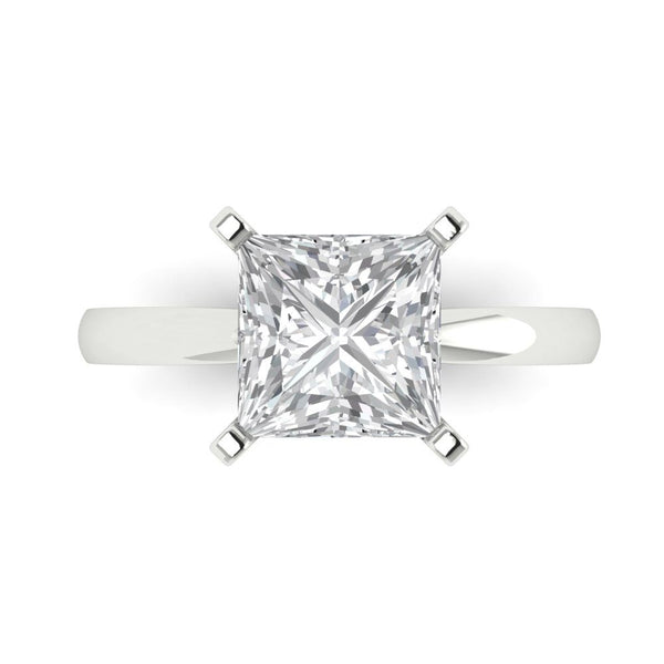 3 ct Brilliant Princess Cut Genuine Cultured Diamond Stone Clarity VS1-2 Color J-K White Gold Solitaire Ring