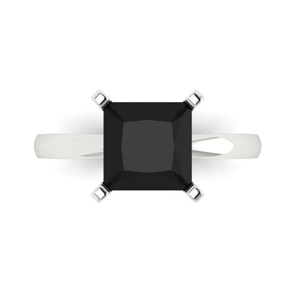 3 cttw Natural Onyx Solitaire  Engagement Ring - Solid Gold (Princess Cut,8.0mm)