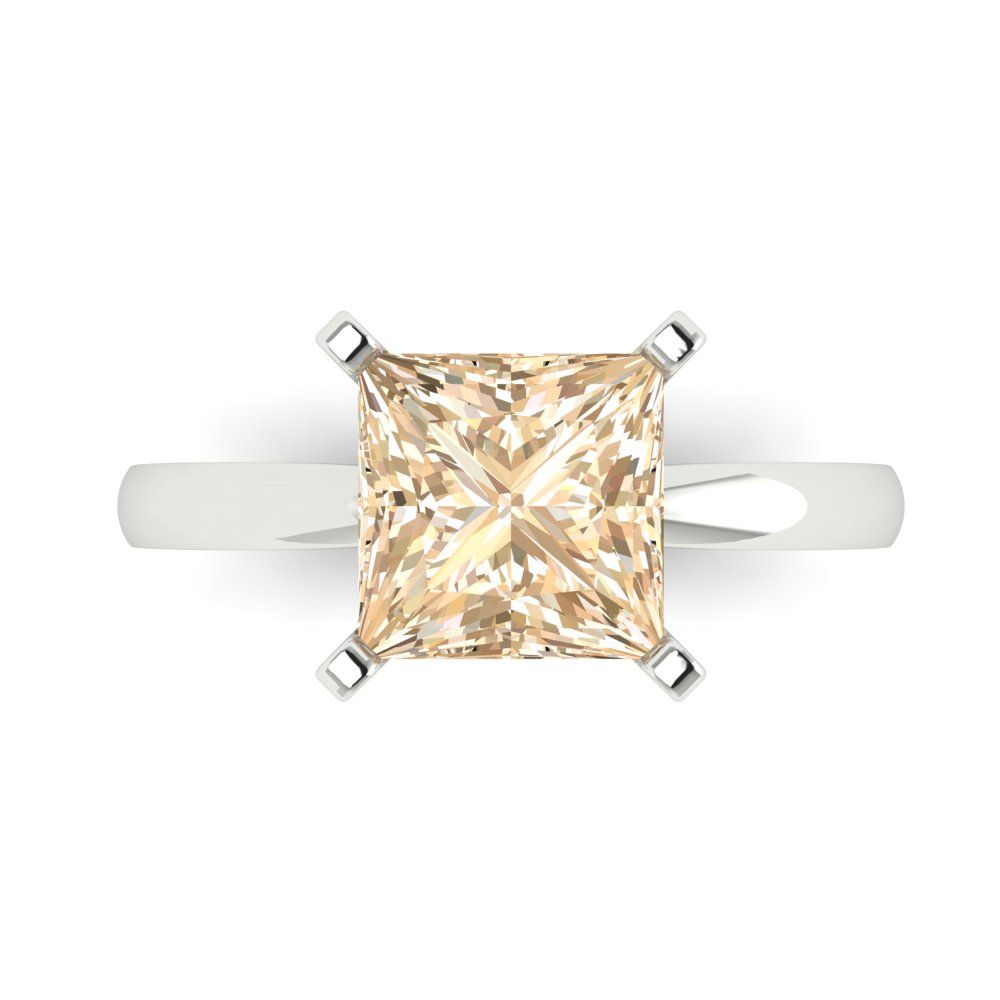 3 cttw Natural Morganite Solitaire  Engagement Ring - Solid Gold (Princess Cut,8.0mm)