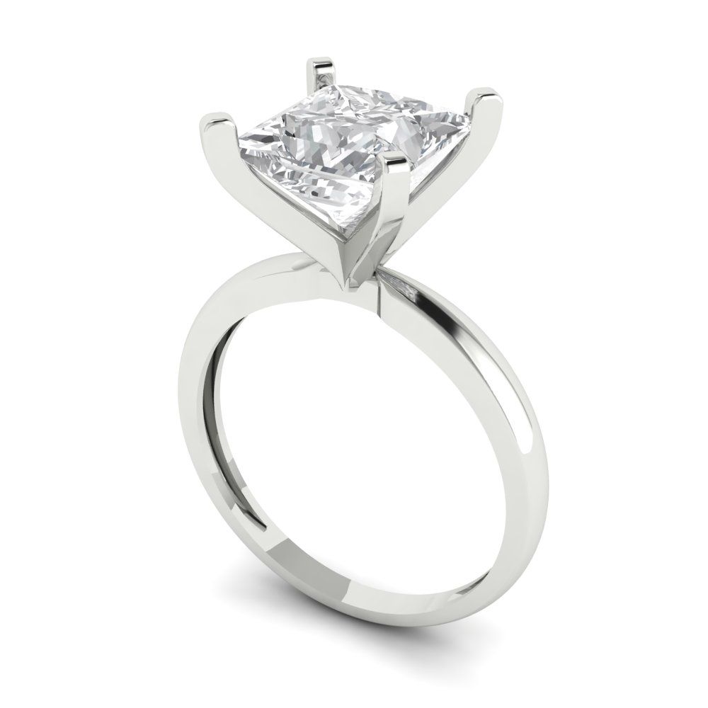 3 cttw Certified Moissanite Solitaire  Engagement Ring - Solid Gold (VVS1, D-F,Princess Cut,8.0mm)