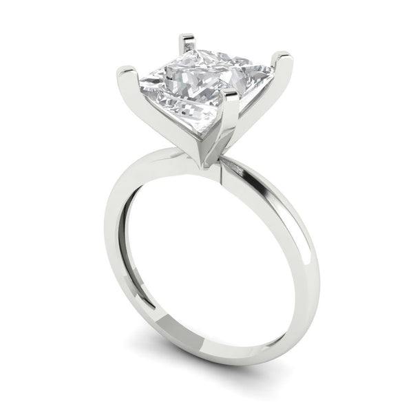 3 ct Brilliant Princess Cut Genuine Cultured Diamond Stone Clarity VS1-2 Color J-K White Gold Solitaire Ring