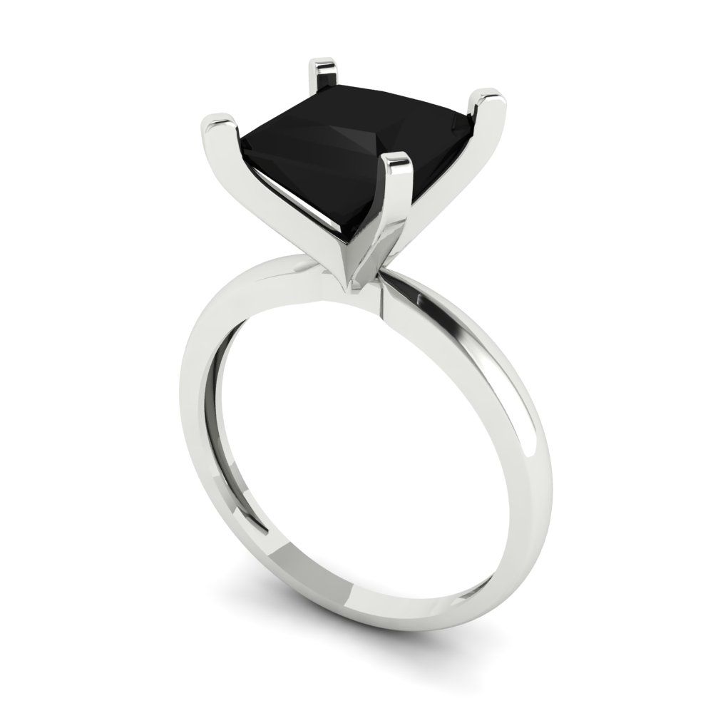 3 cttw Natural Onyx Solitaire  Engagement Ring - Solid Gold (Princess Cut,8.0mm)