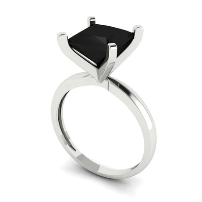 3 cttw Natural Onyx Solitaire  Engagement Ring - Solid Gold (Princess Cut,8.0mm)