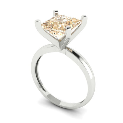 3 cttw Natural Morganite Solitaire  Engagement Ring - Solid Gold (Princess Cut,8.0mm)