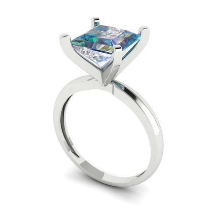 3 cttw Blue Moissanite Solitaire  Engagement Ring - Solid Gold (Princess Cut,8.0mm)