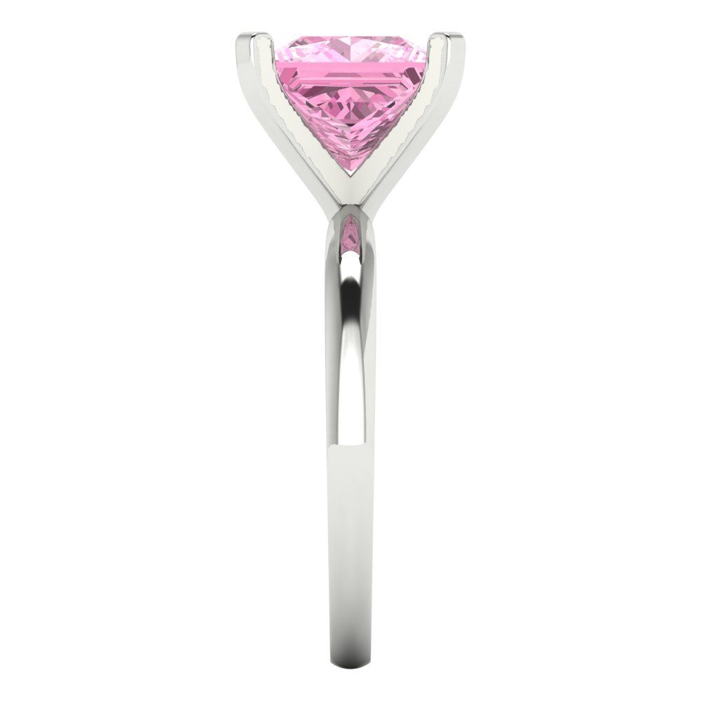 3 cttw Zirconia Simulated Pink Diamond Solitaire  Engagement Ring - Solid Gold (VVS1, Princess Cut,8.0mm)