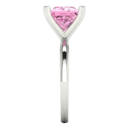 3 cttw Zirconia Simulated Pink Diamond Solitaire  Engagement Ring - Solid Gold (VVS1, Princess Cut,8.0mm)