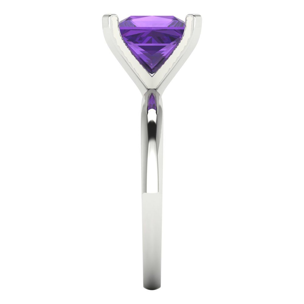 3 cttw Natural Amethyst Solitaire  Engagement Ring - Solid Gold (Princess Cut,8.0mm)