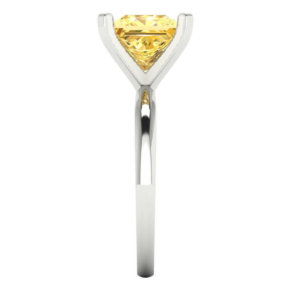 3 cttw Zirconia Simulated Yellow Diamond Solitaire  Engagement Ring - Solid Gold (VVS1, Princess Cut,8.0mm)