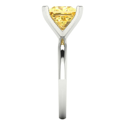 3 cttw Zirconia Simulated Yellow Diamond Solitaire  Engagement Ring - Solid Gold (VVS1, Princess Cut,8.0mm)